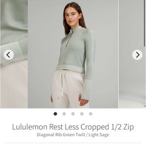 Lululemon Rest Less Cropped 1/2 Zip
